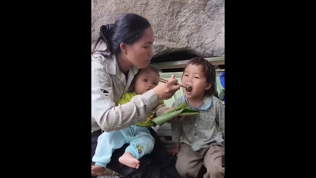 A Mother and Her Baby Living in a Remote Cave Home