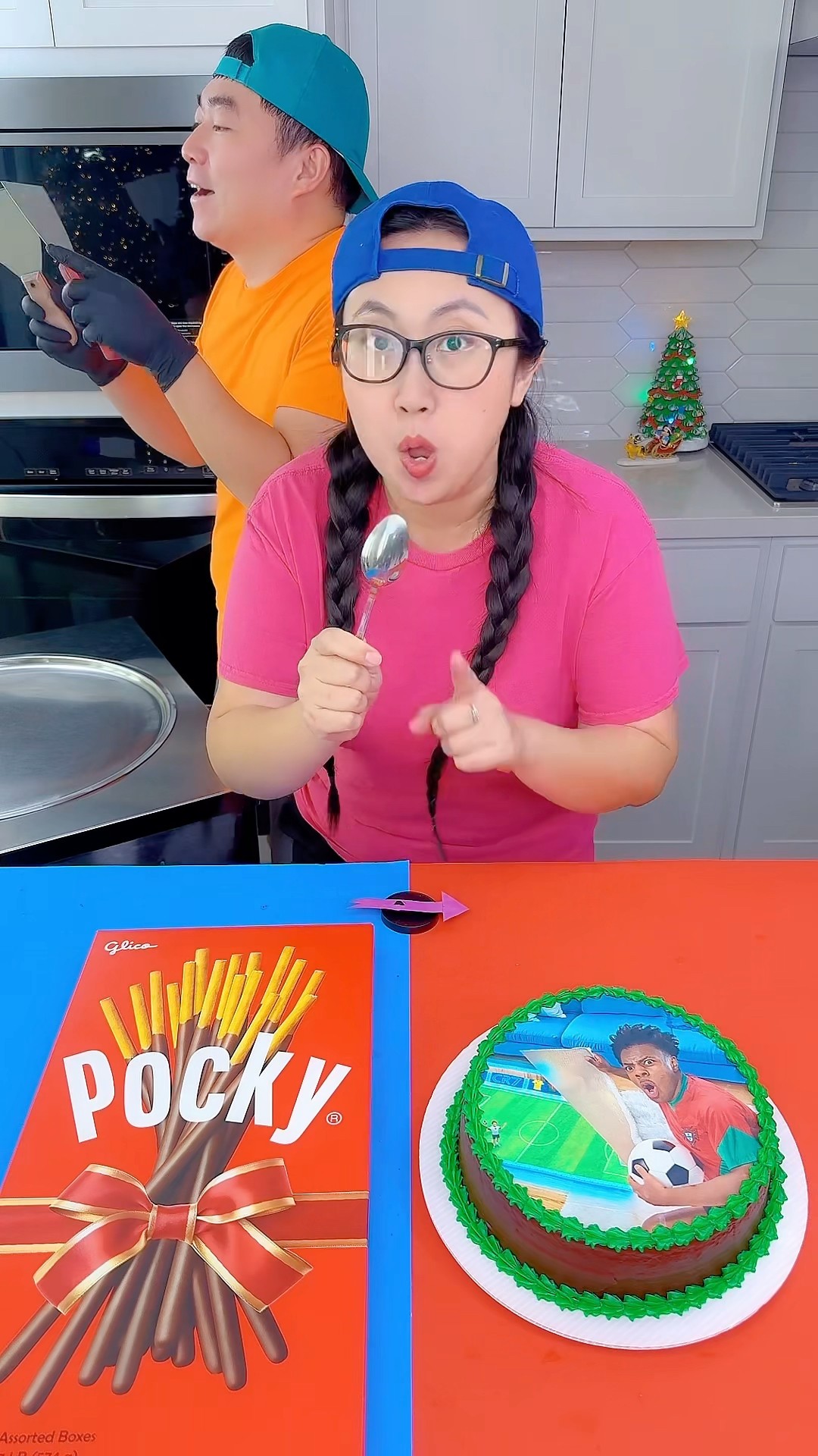 Chocolate cake VS Pocky ice cream challenge!? #funny by Ethan Funny Family