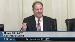 Gov. Tim Walz's tax bill, HF2437, heard in House Taxes Committee 4/2/25