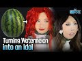 Finally.. A Watermelon is Prettier Than Me... :&#39;) Idol Make Up On a Watermelon🍉