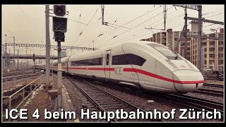 Zwölfteiliger 346 Meter langer ICE 4 verlässt den Hauptbahnhof Zürich, Stadt Zürich, Schweiz 2022