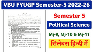 VBU FYUGP Sem 5 Major Political Science Syllabus 2022-26 || Mj-9, Mj-10, & Mj-11 - Political Science
