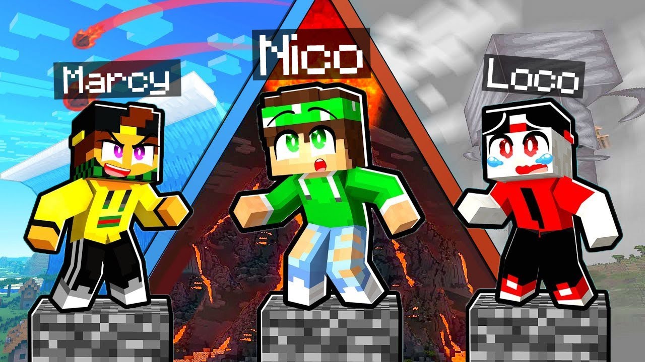 SOPRAVVIVI AI DISASTRI NATURALI su UN PILASTRO DI BEDROCK su MINECRAFT!