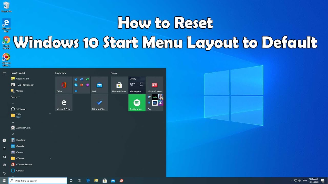 How to Reset Windows 10 Start Menu Layout to Default - YouTube