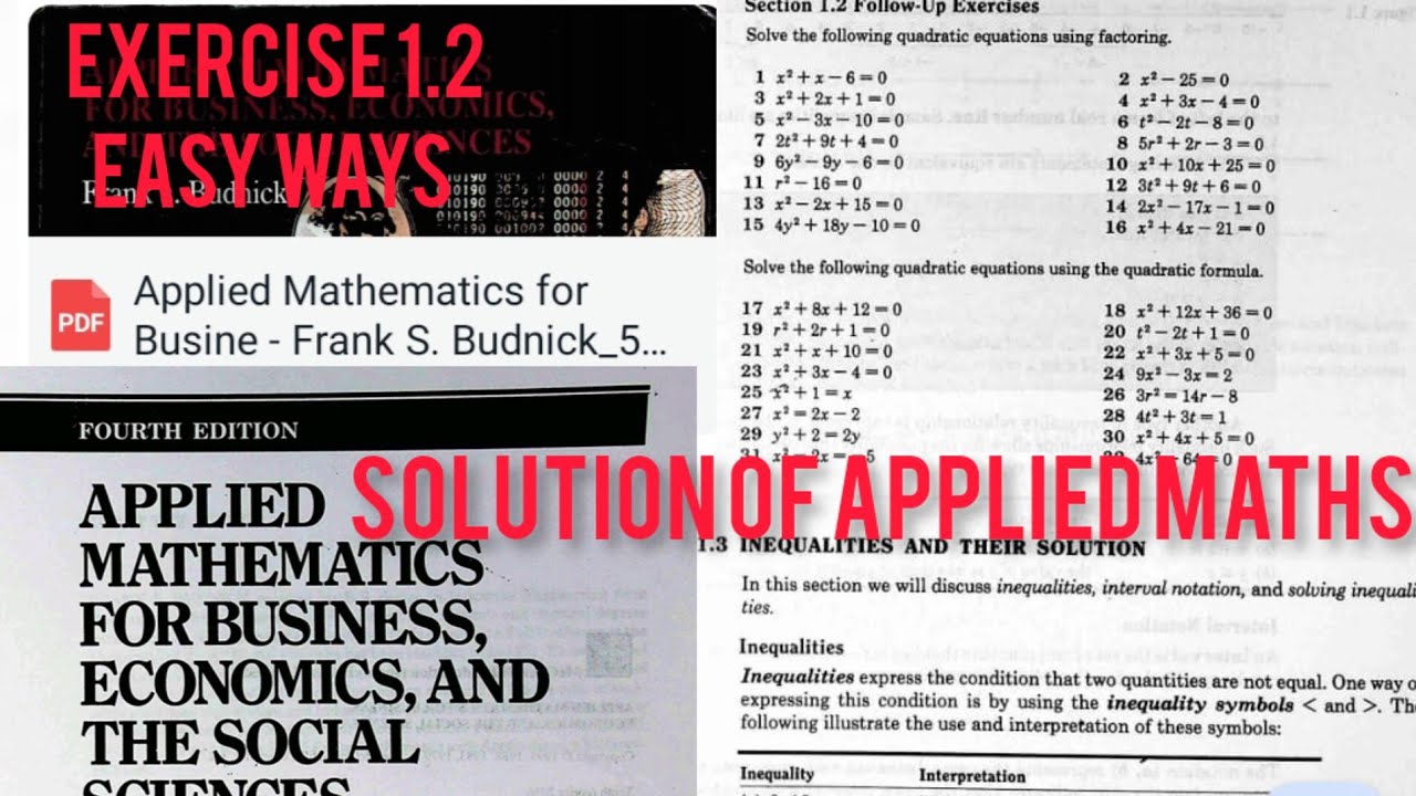 applied mathematics for business economics and the social sciences by ...
