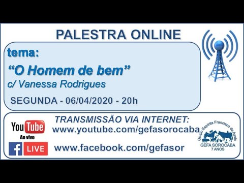 Assista: Palestra online - c/ VANESSA RODRIGUES (06/04/2020)