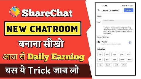 How To Create Chatroom On Sharechat // New Trick Raaj Tech.