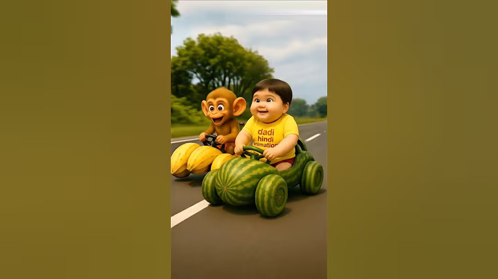 Cute baby and Monkey begins race who wins #ai #cutebaby #monkey