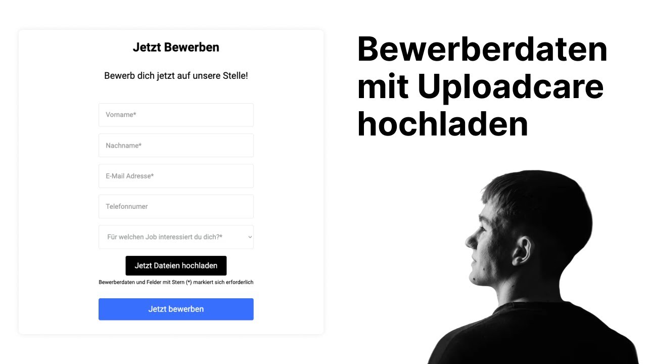 Bewerberdaten mit Uploadcare in Webflow Formulare hochladen: In wenigen Minuten