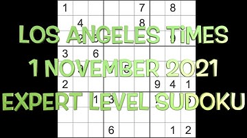 Sudoku solution – Los Angeles Times sudoku 1 November 2021 Expert level