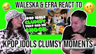 Waleska & Efra react to Kpop Idols Clumsy  Moments That Had Me Shook😯👀😂| REACTION