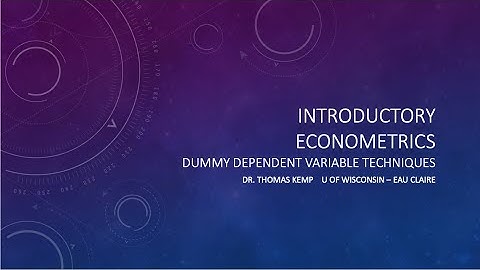 Basics of Logit Models and other Dummy Dependent Variable Techniques