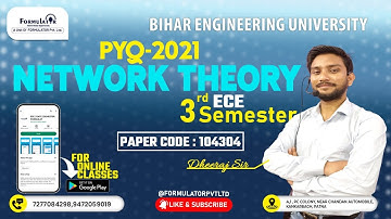 Bihar Engineering PYQ-2021 #Network Theory ECE/electronics #beu #ece  #eee #aku #beu #formulator