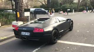 Pitch Black Lamborghini Murcielago Supercar In Knightsbridge London + Exhaust Sound | Car Spotting