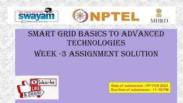 NPTEL Smart Grid Basics to Advanced Technologies week 3 assignment