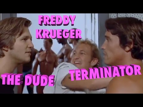 Arnold, Jeff Bridges and Freddy Kreuger in Stay Hungry