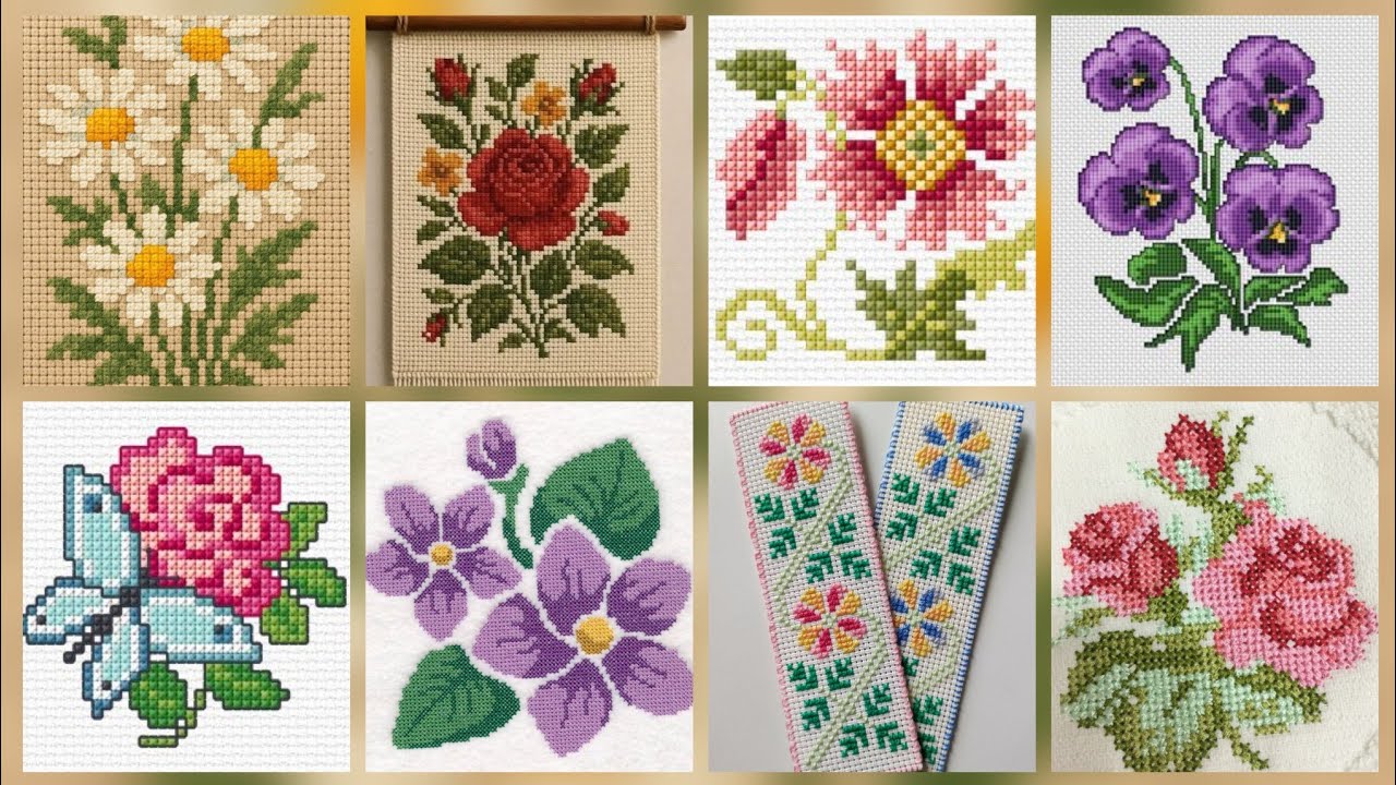 Top 100+ Amazing and Elegant Floral Cross stitch patterns || Charsuti Kerhai Ideas For Everything||