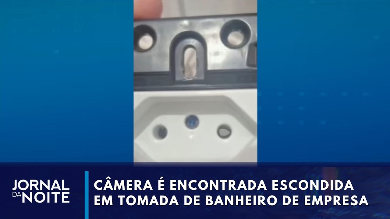 Câmera é encontrada escondida em tomada de banheiro de empresa | Jornal da Noite