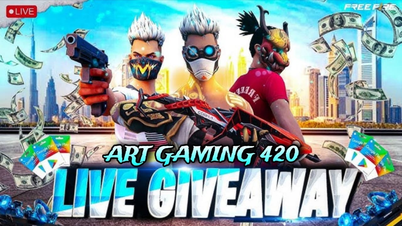 free fire live stream giveaway 😱 art gaming 420 