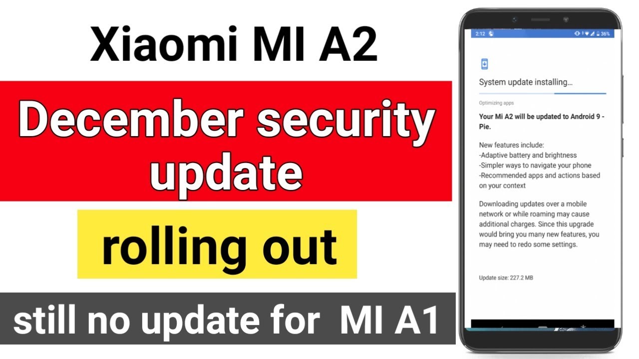 MI A2 Received December Security Update, bugs fixes vtech appareil photo
