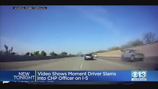 Videos Shows Moment Driver Slams Into CHP On I-5