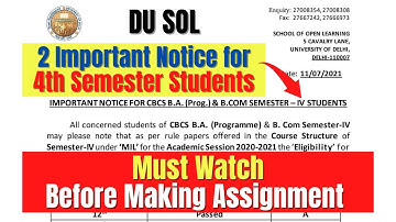 DU SOL | 2 Important Notice for 4th Semester Students | BA (P), B.Com, BA (H) English | SOL Reporter