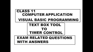 Visual Basic programming |Exam related questions with answers |Class 11 computer application Marks 1