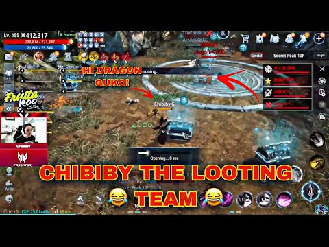 MIR4 CHIBIBY G LOOT BLUE BOX IN FRONT OF DRAGON GUKO SP 10F BATTLE 