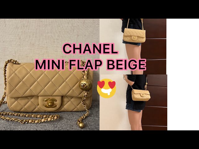 NEW BEIGE CHANEL MINI FLAP with Pearl Crush / What fits / Modshots /  UNBOXING! 