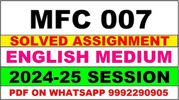 MFC 7 solved assignment 2024-25 | MFC 7 solved assignment in english 2025 | MFC 7 2024-25
