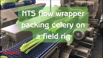 Redpack NTS flowrapper packing celery on a field rig