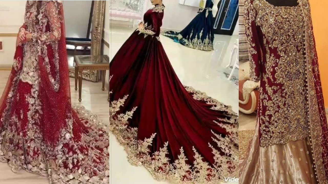 maroon colour long frocks