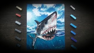 Как нарисовать акулу пастелью на наждачной бумаге./How to draw a shark in pastel on sandpaper.