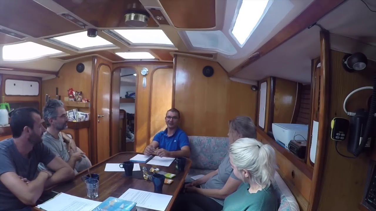 Crews briefing before crossing the Atlantic rules on board