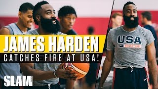 James Harden catches FIRE at USA Training Camp! MVP gets competitive in drills 🇺🇸