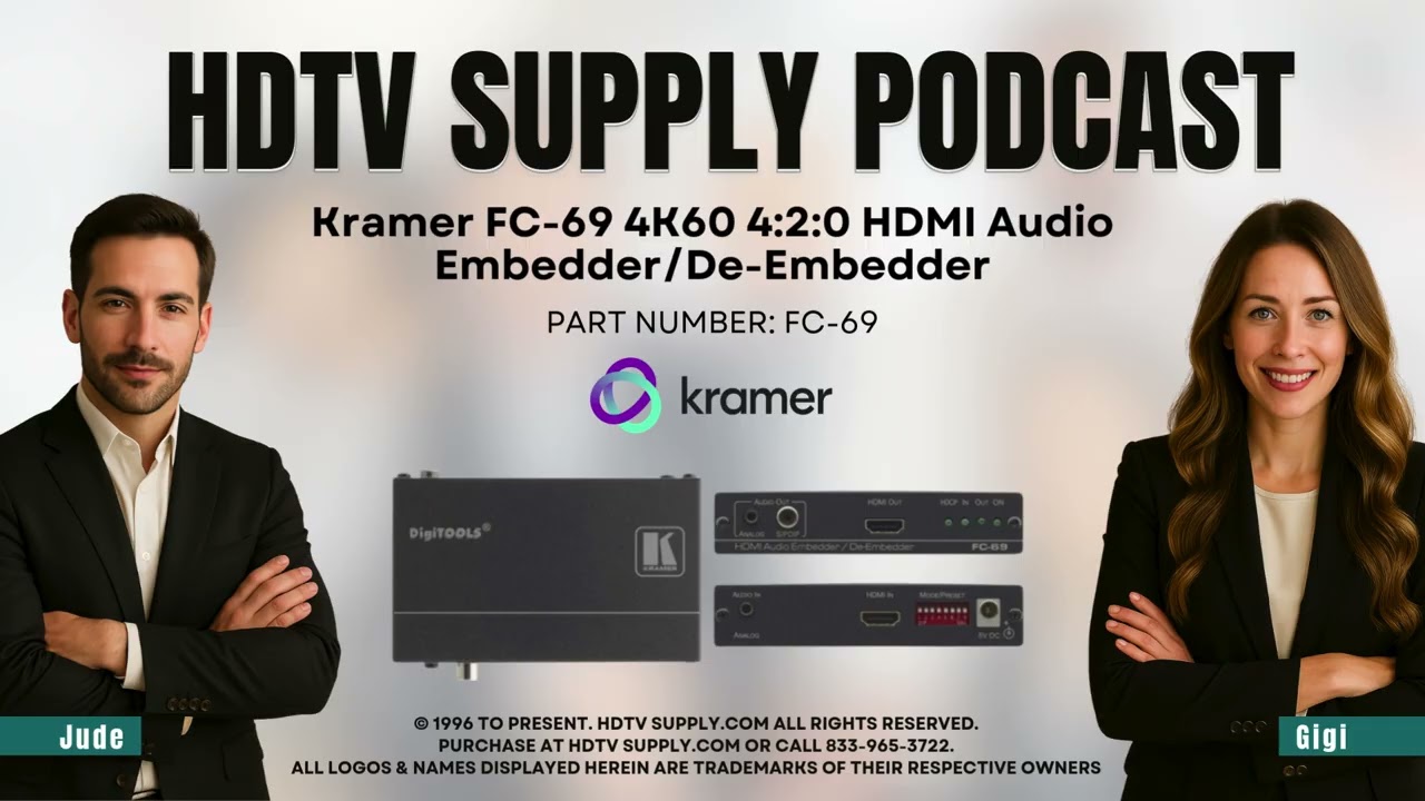 Kramer FC-69 4K60 4:2:0 HDMI Audio Embedder/De-Embedder - YouTube