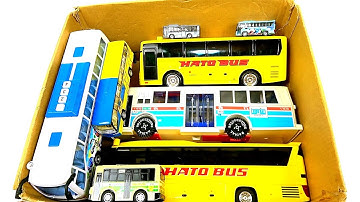 箱に集めた色々なバスのミニカーをチェックしてサウンド鳴らして走行テスト！坂道を走る！