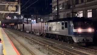 【ジョイント音最高！】JR貨物EF210形100番台159号機＋コキ26B（両）が大船駅を通過するシーン（1070レ・吹A113・コンテナ輸送）2022.4.23