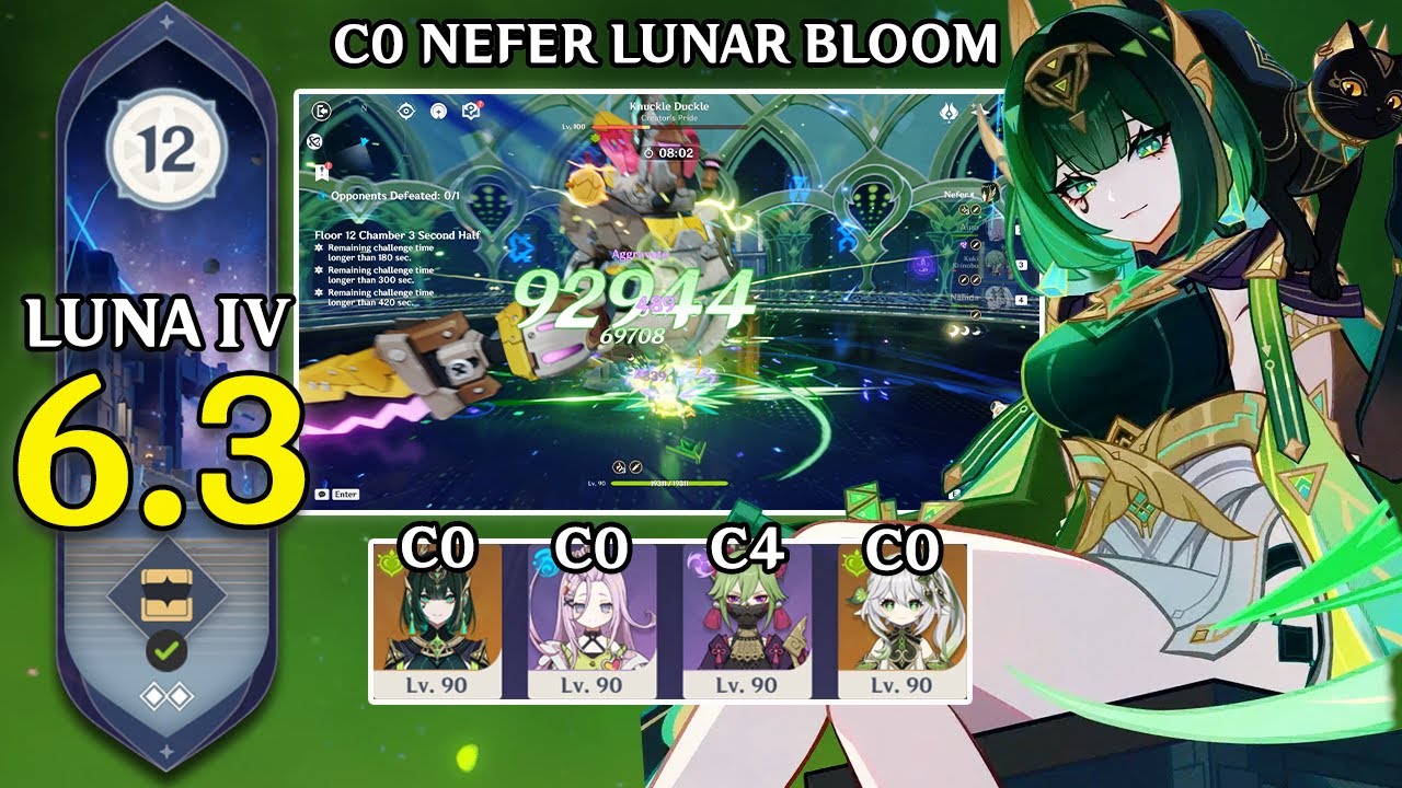 C0 Nefer Lunar Bloom - Nefer Aino Kuki Shinobu Nahida | Spiral Abyss 6.3 Luna 4 - Genshin Impact