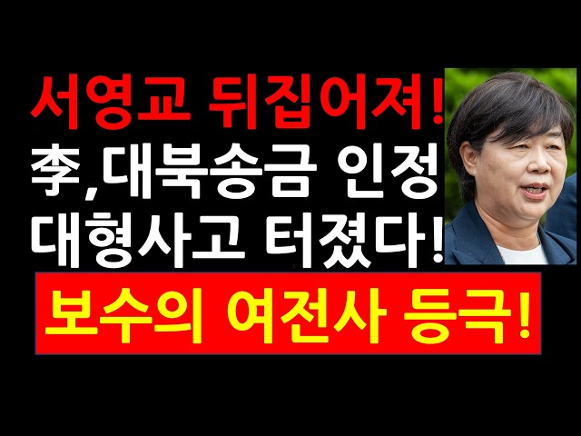 서영교 뒤집어져! 이재명 대북송금 인정! 대형사고 터졌다! 보수의 여전사로 등극!