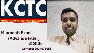 Advance Filtering in MS Excel by #dksir #wordprocessor #kctc #computereducation #sitamarhi#microsoft