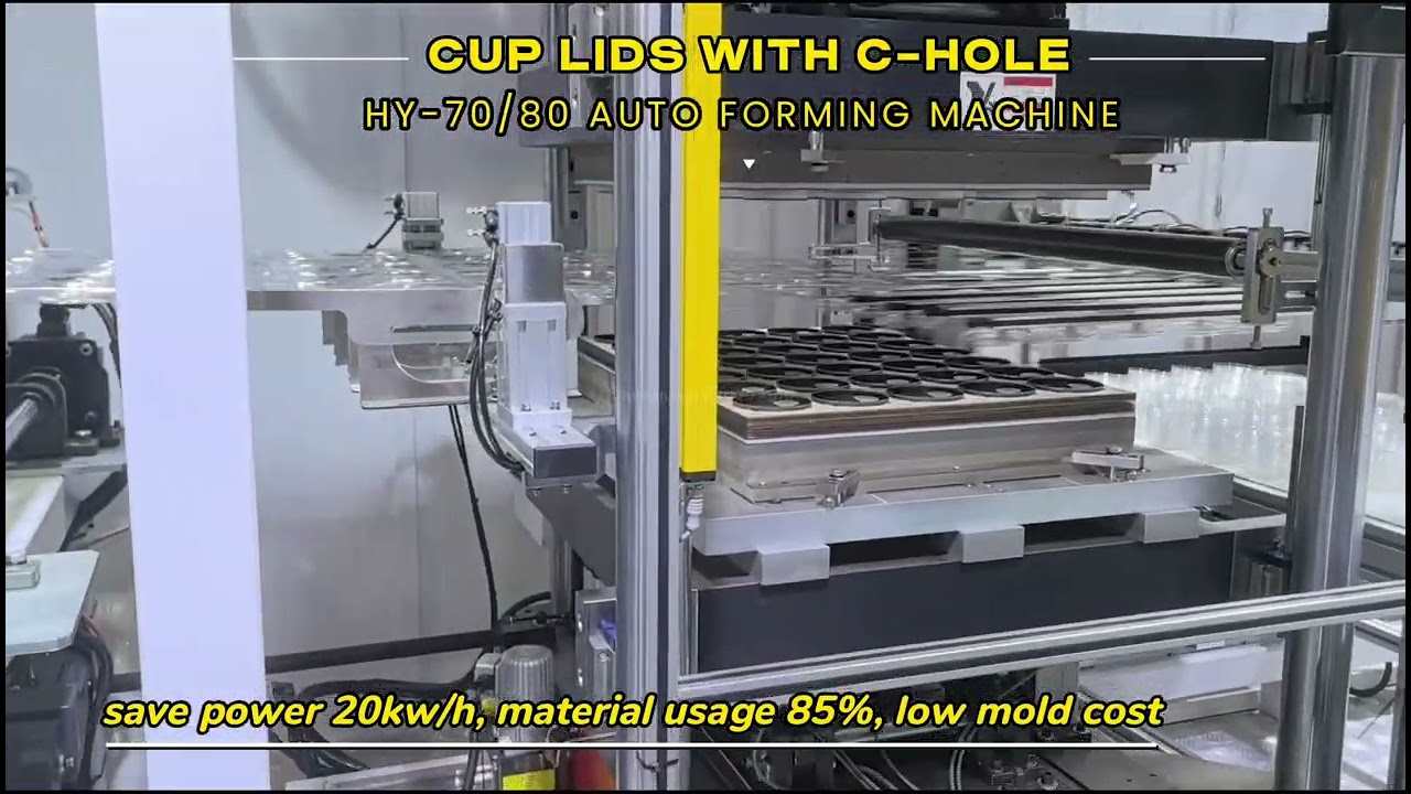 HY-7080 3 Station plastic thermoforming machine to produce cup lids 