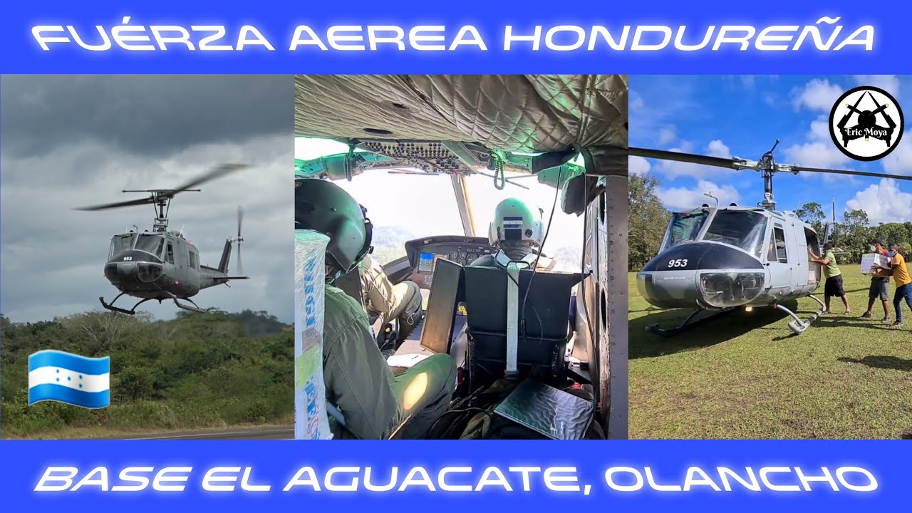 Operacion Militar de la Fuerza Aerea en Olancho! Helicoptero UH-1H en la Base El Aguacate 