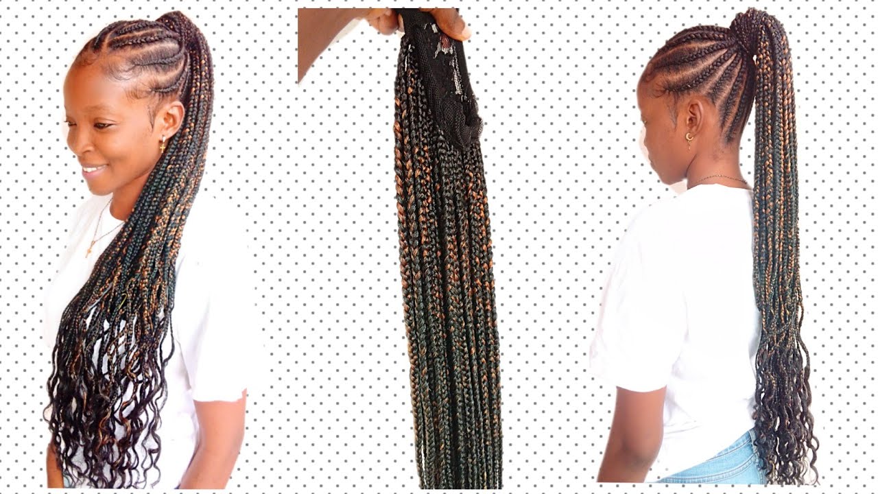 🔥🔥DIY how to- BOX BRAIDS DRAWSTRING PONYTAIL TUTORIAL USING A BRAIDED ...