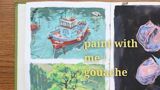 finish a sketchbook spread with me | paint with me