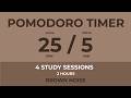 25/5 Pomodoro Timer - 2 Hour Study (Brown Noise, No Ads)