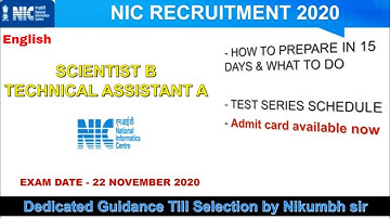 NIC RECRUITMENT ADMIT CARD, EXAM DATE & PREPARATION STRATEGY (2020)