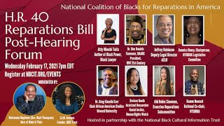 H.R. 40 Reparations Bill Post-Hearing Forum