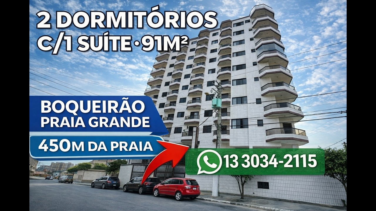 👉 2 DORMS (1 SUÍTE) no BOQUEIRÃO - PRAIA GRANDE | REFORMADO | 450m da Praia | R$ 430 MIL