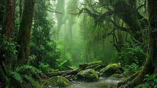 Soft Rainfall Echoing In A Remote Forest With Gentle Thunder And Calm Air Ambience